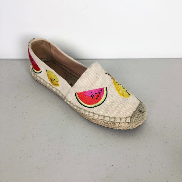 J. Crew Shoes - J.Crew Canvas Espadrilles Flats Embroidered Fruits